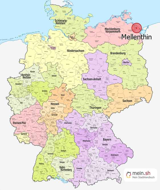 Deutschlandkarte mit Mellenthin