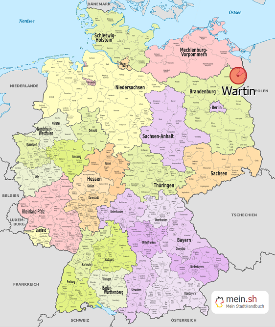 Deutschlandkarte mit Wartin