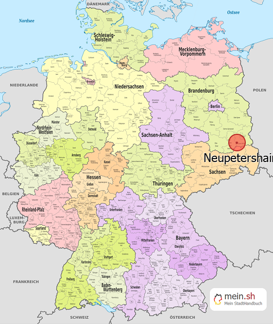 Deutschlandkarte mit Neupetershain