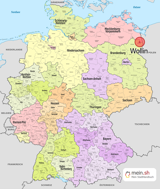 Deutschlandkarte mit Wollin