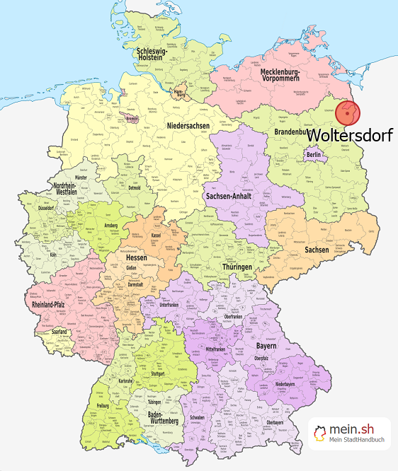 Deutschlandkarte mit Woltersdorf