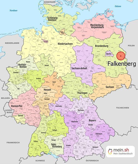 Deutschlandkarte mit Falkenberg