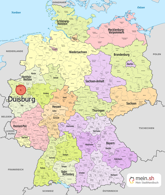 Deutschlandkarte mit Duisburg