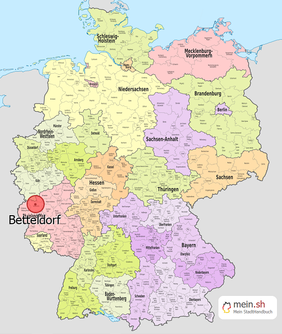 Deutschlandkarte mit Betteldorf