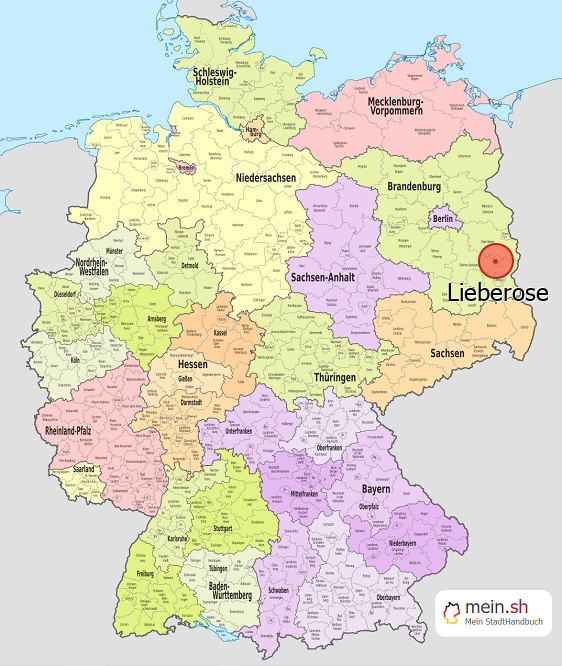 Deutschlandkarte mit Lieberose