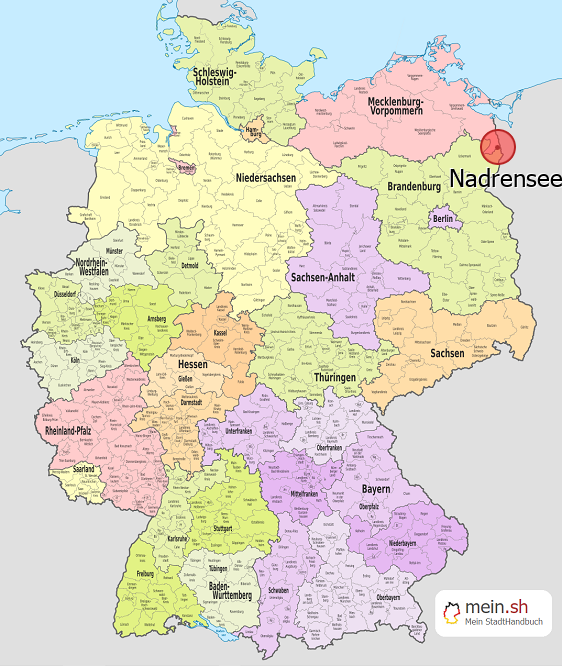Deutschlandkarte mit Nadrensee