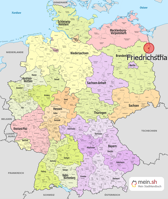Deutschlandkarte mit Friedrichsthal
