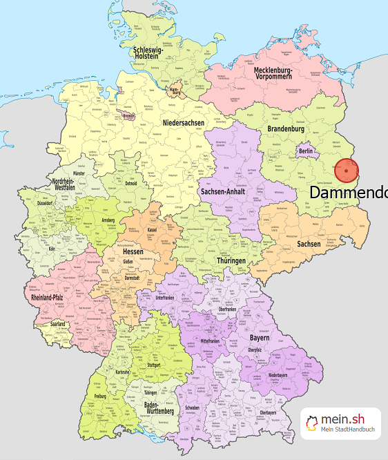 Deutschlandkarte mit Dammendorf