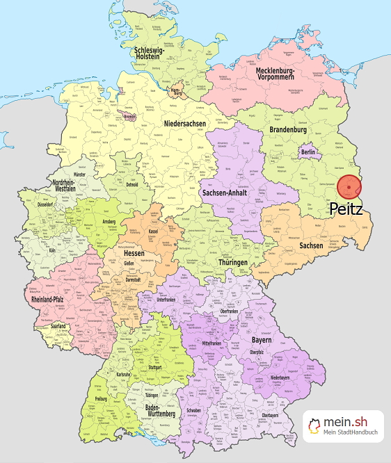Deutschlandkarte mit Peitz