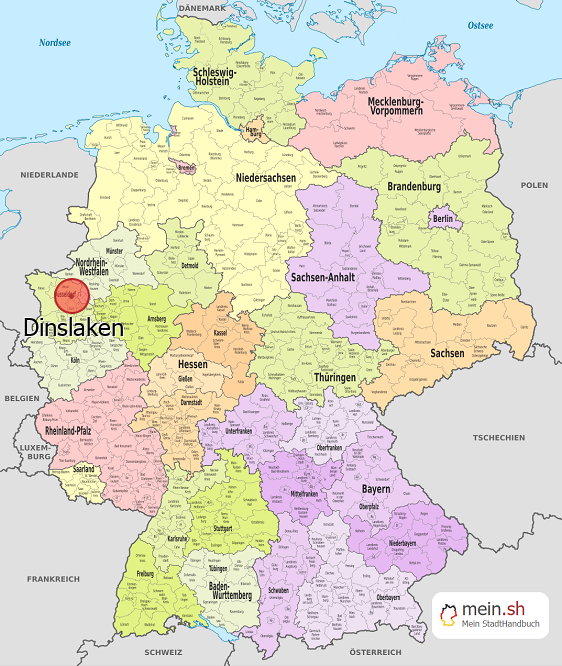 Deutschlandkarte mit Dinslaken