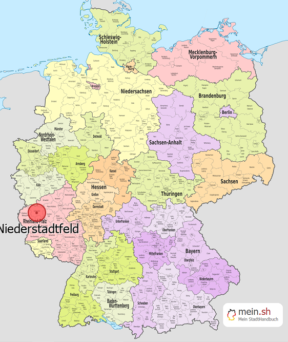 Deutschlandkarte mit Niederstadtfeld