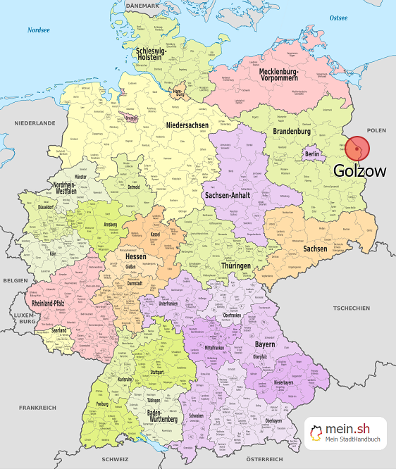 Deutschlandkarte mit Golzow
