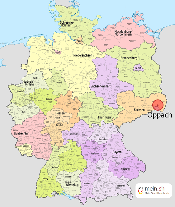 Deutschlandkarte mit Oppach