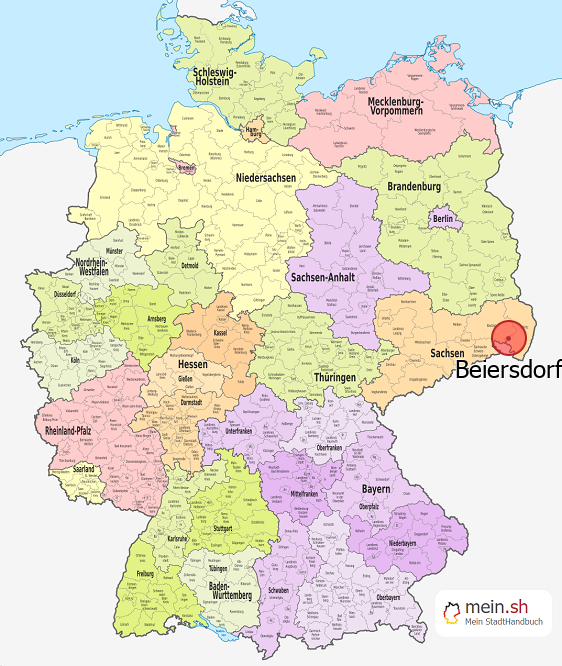 Deutschlandkarte mit Beiersdorf