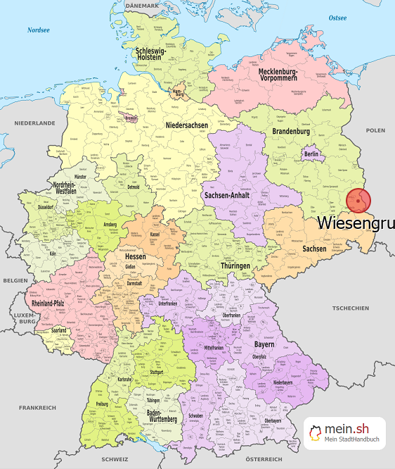 Deutschlandkarte mit Wiesengrund
