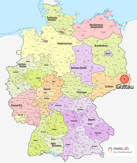 Deutschlandkarte mit Guttau