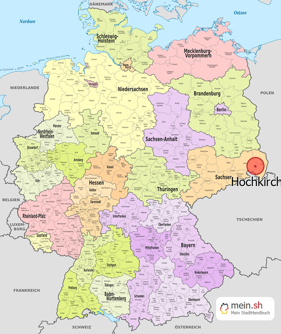 Deutschlandkarte mit Hochkirch