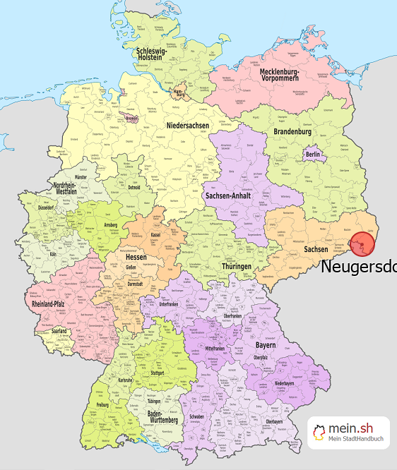 Deutschlandkarte mit Neugersdorf