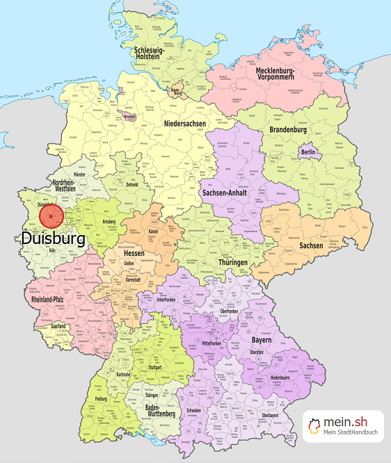 Deutschlandkarte mit Duisburg