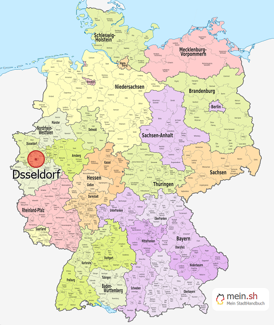 Deutschlandkarte mit Dsseldorf