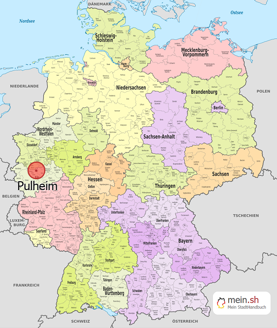 Deutschlandkarte mit Pulheim