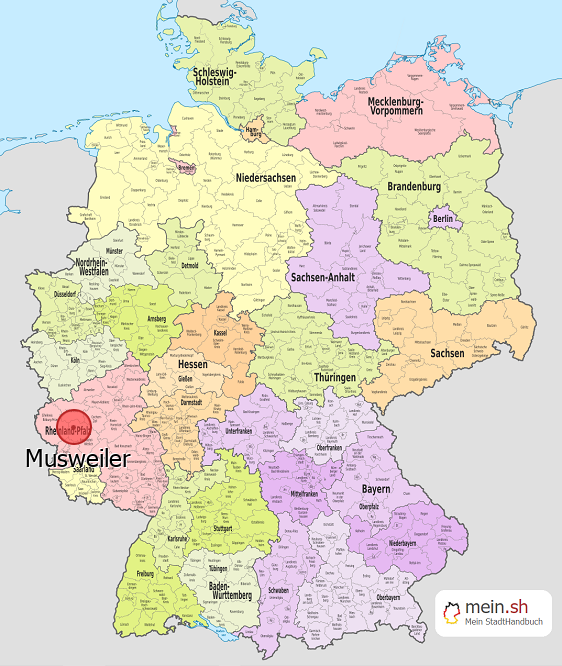 Deutschlandkarte mit Musweiler