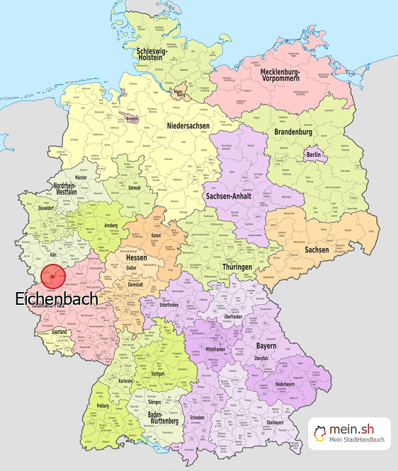 Deutschlandkarte mit Eichenbach