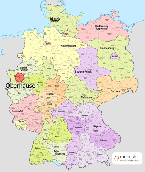 Deutschlandkarte mit Oberhausen