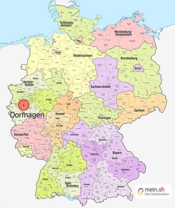 Deutschlandkarte mit Dormagen