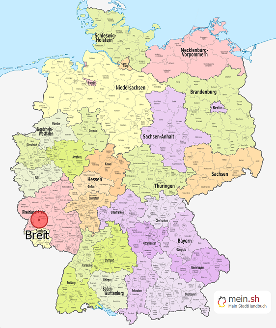 Deutschlandkarte mit Breit