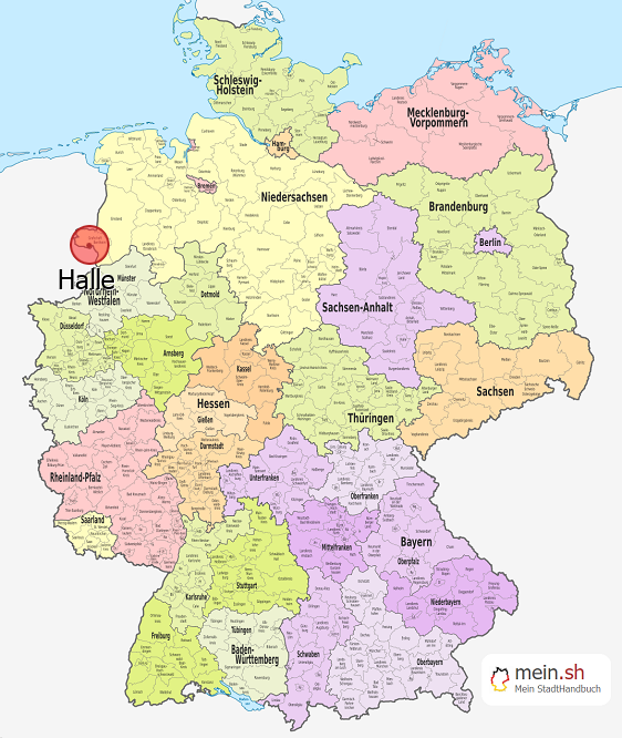 Deutschlandkarte mit Halle