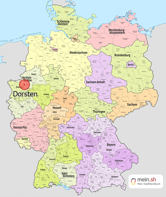 Deutschlandkarte mit Dorsten