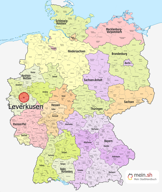 Deutschlandkarte mit Leverkusen