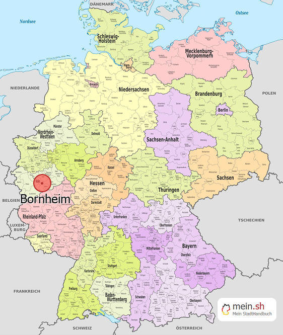 Deutschlandkarte mit Bornheim