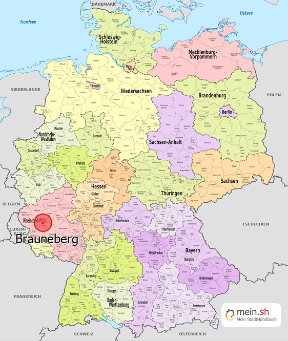 Deutschlandkarte mit Brauneberg