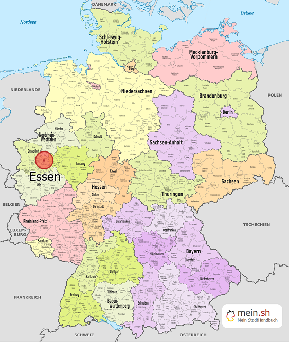 Deutschlandkarte mit Essen