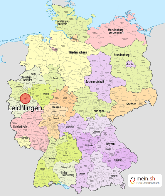 Deutschlandkarte mit Leichlingen