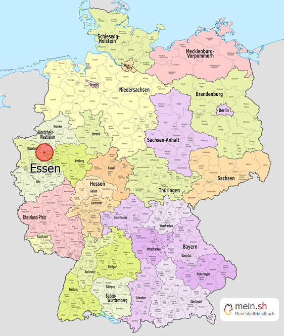 Deutschlandkarte mit Essen