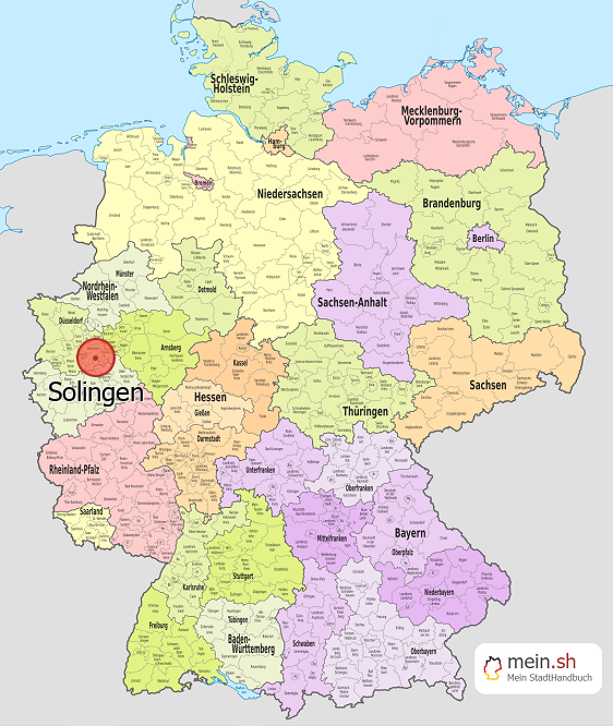 Deutschlandkarte mit Solingen