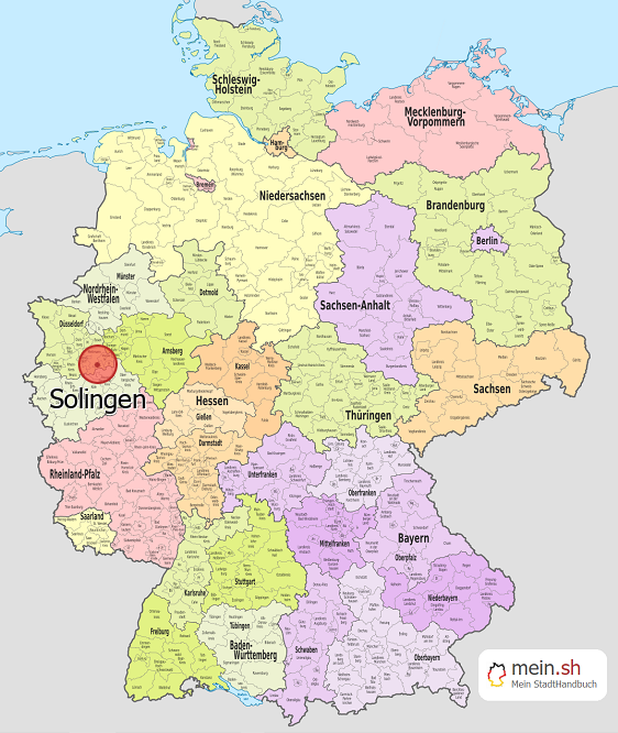 Deutschlandkarte mit Solingen