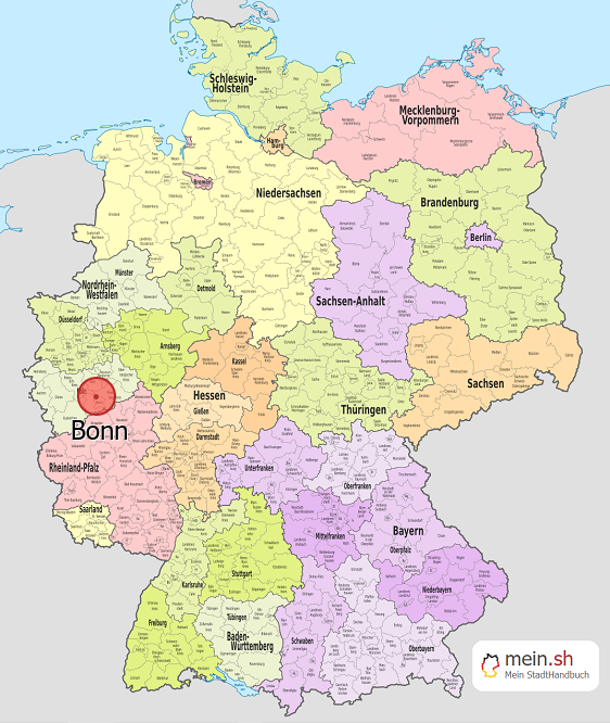 Deutschlandkarte mit Bonn