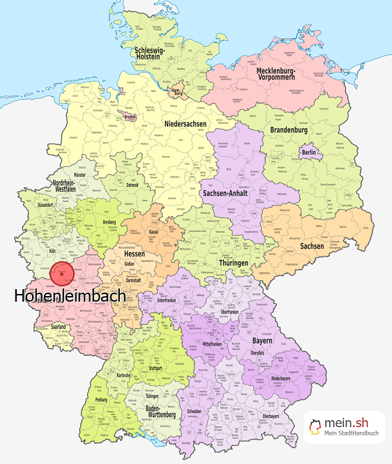 Deutschlandkarte mit Hohenleimbach