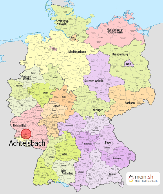 Deutschlandkarte mit Achtelsbach