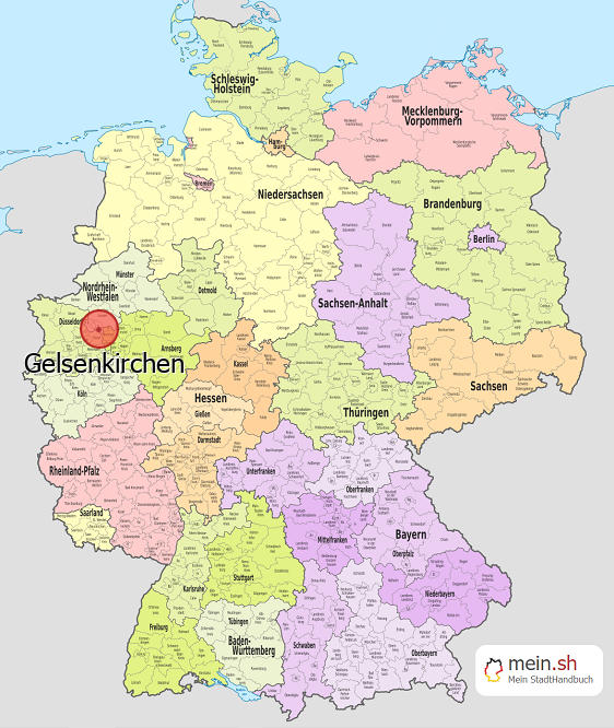Deutschlandkarte mit Gelsenkirchen