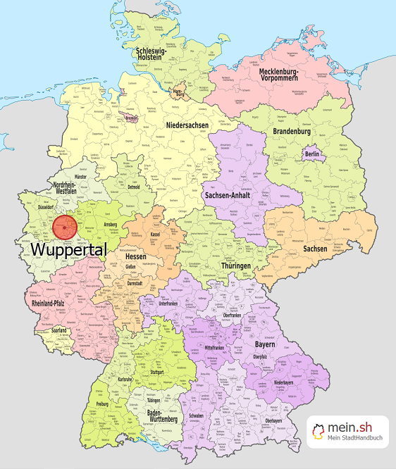 Deutschlandkarte mit Wuppertal