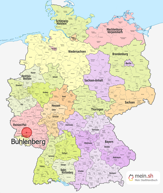 Deutschlandkarte mit Buhlenberg