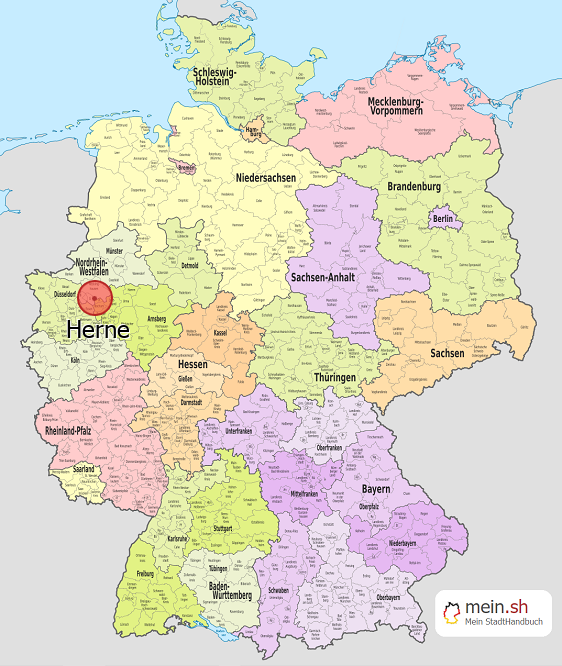 Deutschlandkarte mit Herne