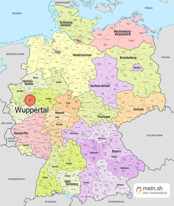 Deutschlandkarte mit Wuppertal