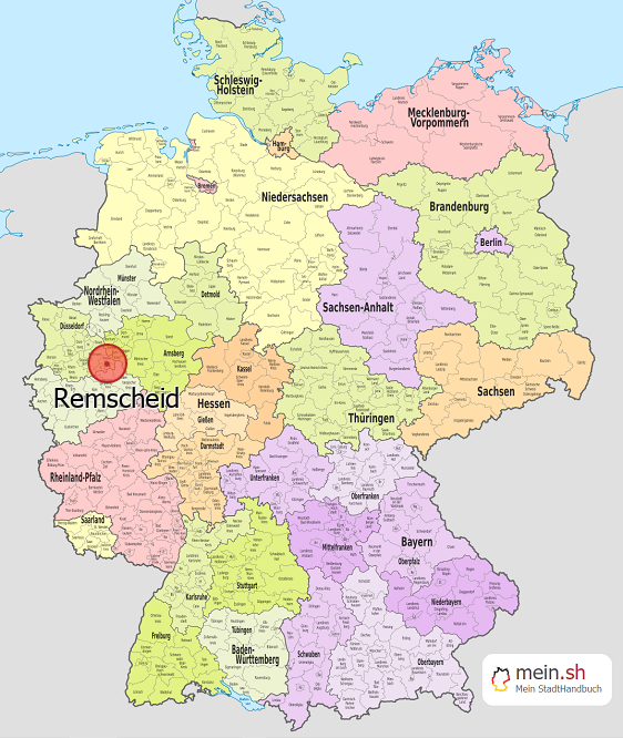 Deutschlandkarte mit Remscheid