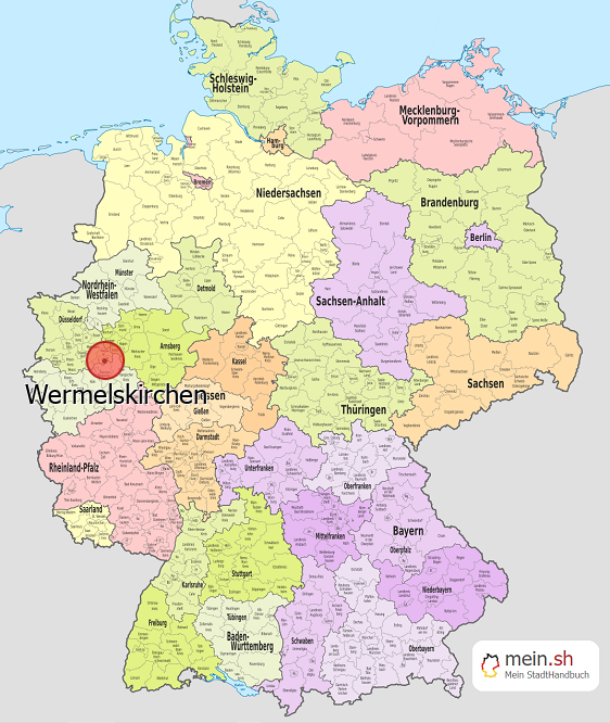Deutschlandkarte mit Wermelskirchen
